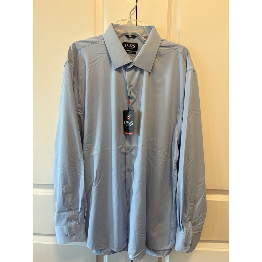 CHAPS Mens XXL Everyday Performance Blue Slim Fit Button Down Shirt VWCHPT309BTS